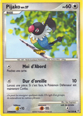 Carte Pokémon Pijako 74/130 Commune Diamant & Perle (JCC)