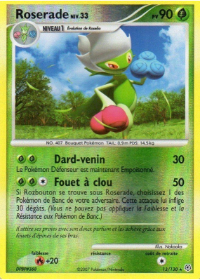 Carte Pokémon Roserade 13/130 Holographique Diamant & Perle (JCC)