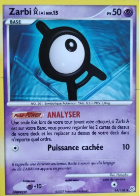 Carte Pokémon Zarbi A 65/130 Peu commune Diamant & Perle (JCC)