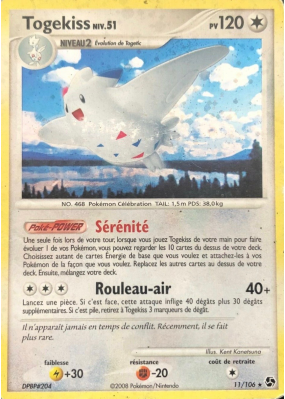 Carte Pokémon Togekiss 11/106 Holographique Duels au sommet