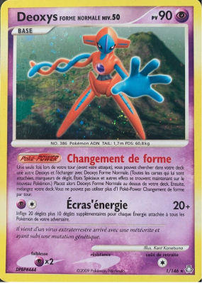 Carte Pokémon Deoxys Forme Normale 1/146 Holographique Éveil des Légendes