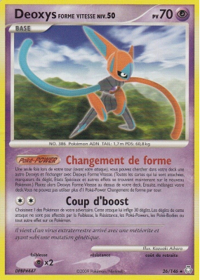 Carte Pokémon Deoxys Forme Vitesse 26/146 Rare Éveil des Légendes