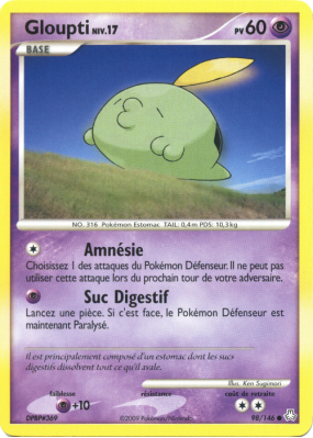 Carte Pokémon Gloupti 98/146 Commune Éveil des Légendes