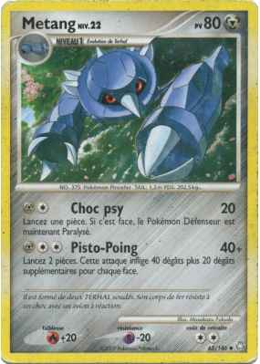 Carte Pokémon Metang 65/146 Peu commune Éveil des Légendes
