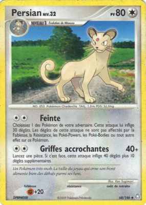 Carte Pokémon Persian 68/146 Peu commune Éveil des Légendes