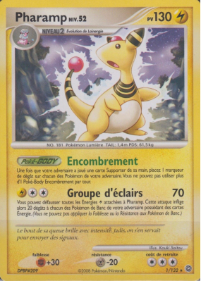 Carte Pokémon Pharamp 1/132 Holographique Merveilles Secrètes