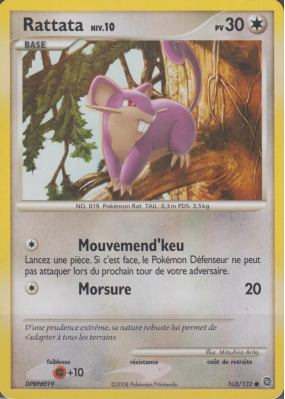 Carte Pokémon Rattata 103/132 Commune Merveilles Secrètes