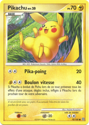 Carte Pokémon Pikachu 70/100 Commune Tempête