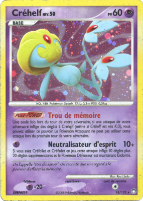 Carte Pokémon Créhelf 18/123 Holographique Trésors Mystérieux