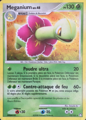 Carte Pokémon Meganium 13/123 Holographique Trésors Mystérieux