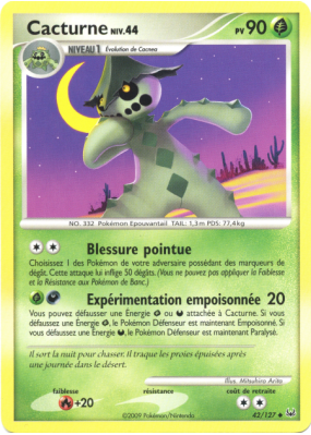 Carte Pokémon Cacturne 42/127 Peu commune Platine (JCC)