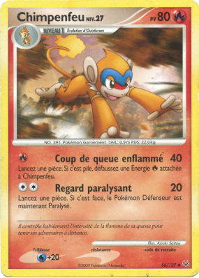Carte Pokémon Chimpenfeu 56/127 Peu commune Platine (JCC)