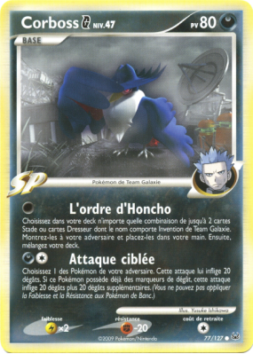 Carte Pokémon Corboss G 77/111 Commune Platine (JCC)
