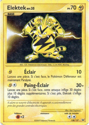 Carte Pokémon Elektek 128/127 Ultra Rare Platine (JCC)
