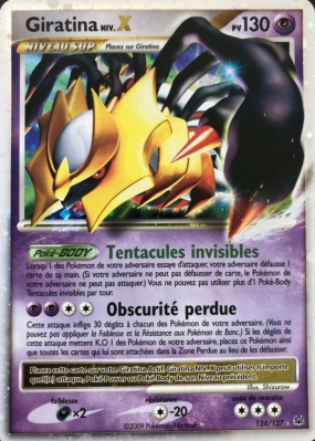 Carte Pokémon Giratina NIV.X 124/127 NIV.X Platine (JCC)