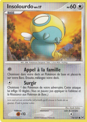 Carte Pokémon Insolourdo 73/127 Commune Platine (JCC)