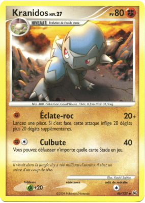 Carte Pokémon Kranidos 46/127 Peu commune Platine (JCC)