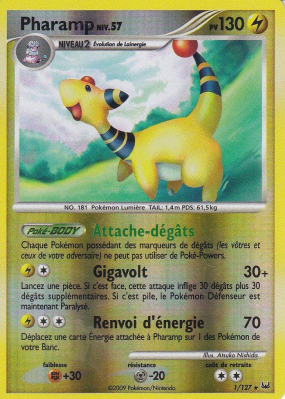 Carte Pokémon Pharamp 1/127 Holographique Platine (JCC)