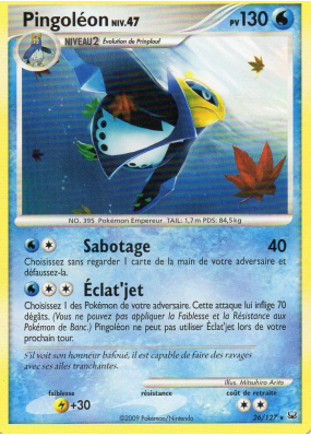 Carte Pokémon Pingoléon 26/127 Rare Platine (JCC)