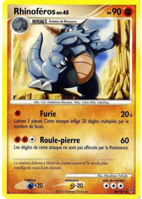 Carte Pokémon Rhinoféros 80/147 Peu commune Vainqueurs Suprêmes