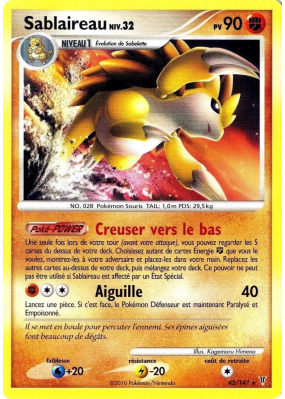 Carte Pokémon Sablaireau 42/147 Rare Vainqueurs Suprêmes