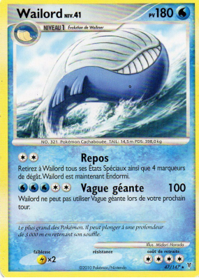 Carte Pokémon Wailord 47/147 Rare Vainqueurs Suprêmes