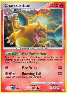 Carte Pokémon Charizard 1/99 Holographique Platinum Arceus