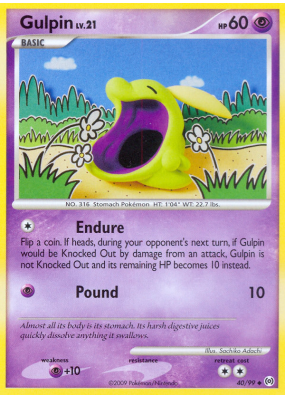 Carte Pokémon Gulpin 40/99 Peu commune Platinum Arceus