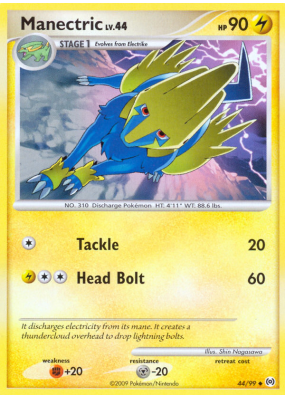Carte Pokémon Manectric 44/99 Peu commune Platinum Arceus