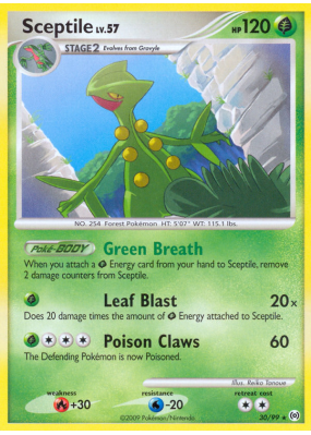 Carte Pokémon Sceptile 30/99 Rare Platinum Arceus