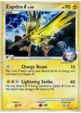 Carte Pokémon Zapdos G 12/99 Holographique Platinum Arceus