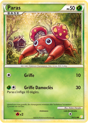 Carte Pokémon Paras 76/123 Commune HeartGold & SoulSilver (JCC)