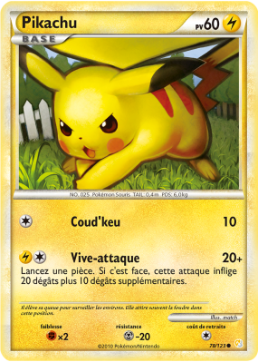 Carte Pokémon Pikachu 78/123 Commune HeartGold & SoulSilver (JCC)