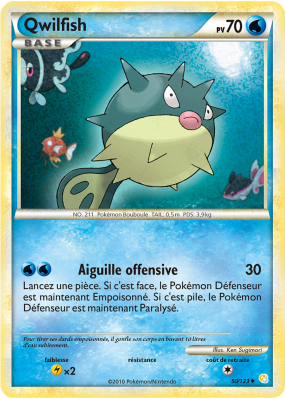 Carte Pokémon Qwilfish 50/123 Peu commune HeartGold & SoulSilver (JCC)