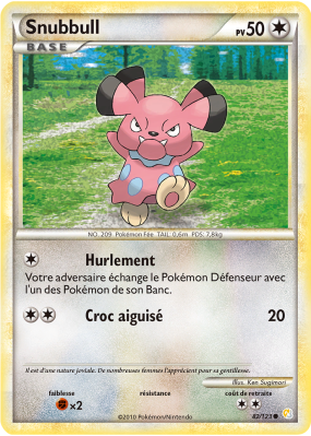 Carte Pokémon Snubbull 82/123 Commune HeartGold & SoulSilver (JCC)