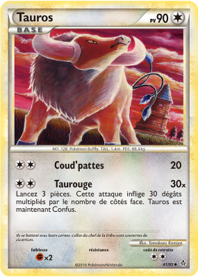Carte Pokémon Tauros 41/95 Peu commune Déchaînement