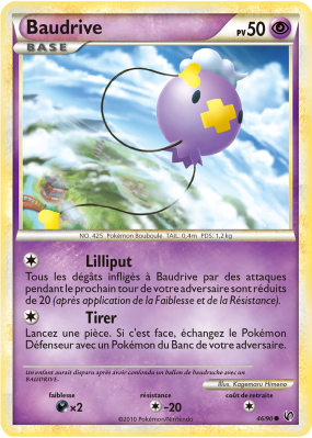 Carte Pokémon Baudrive 46/90 Commune Indomptable