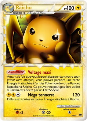 Carte Pokémon Raichu 83/90 Prime Indomptable