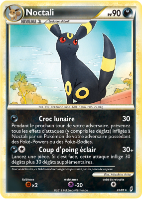 Carte Pokémon Noctali 22/95 Holographique L'Appel des Légendes