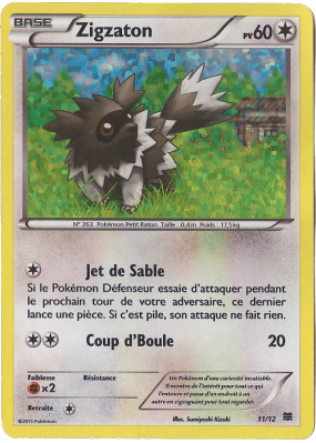 Carte Pokémon Zigzaton 11/12 Promo Collection McDonald's 2015