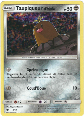 Carte Pokémon Taupiqueur d'Alola 9/12 Promo Collection McDonald's 2017