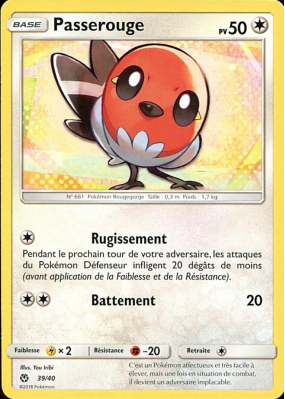 Carte Pokémon Passerouge 39/40 Promo Collection McDonald's 2018 (France)
