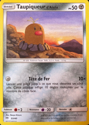 Carte Pokémon Taupiqueur d'Alola 33/40 Promo Collection McDonald's 2019 (France)