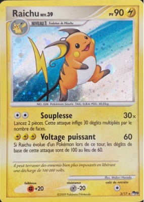 Carte Pokémon Raichu 3/17 Promo POP Série 9