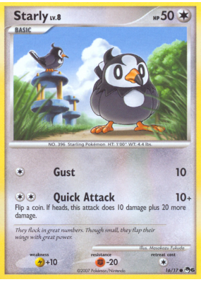 Carte Pokémon Starly 16/17 Promo POP Series 6