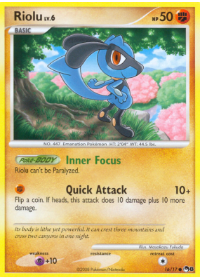 Carte Pokémon Riolu 16/17 Promo POP Series 8