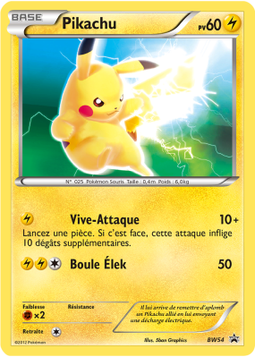 Carte Pokémon Pikachu BW54 Promo BW