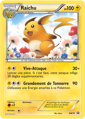 Carte Pokémon Raichu BW78 Promo BW