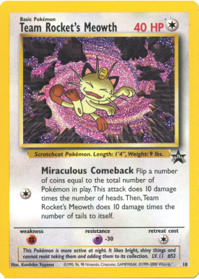 Carte Pokémon Team Rocket's Meowth 17/1 Promo Wizards