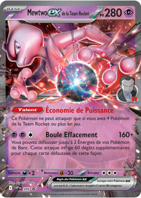 Carte Pokémon Mewtwo-ex de la Team Rocket 205 Promo SV